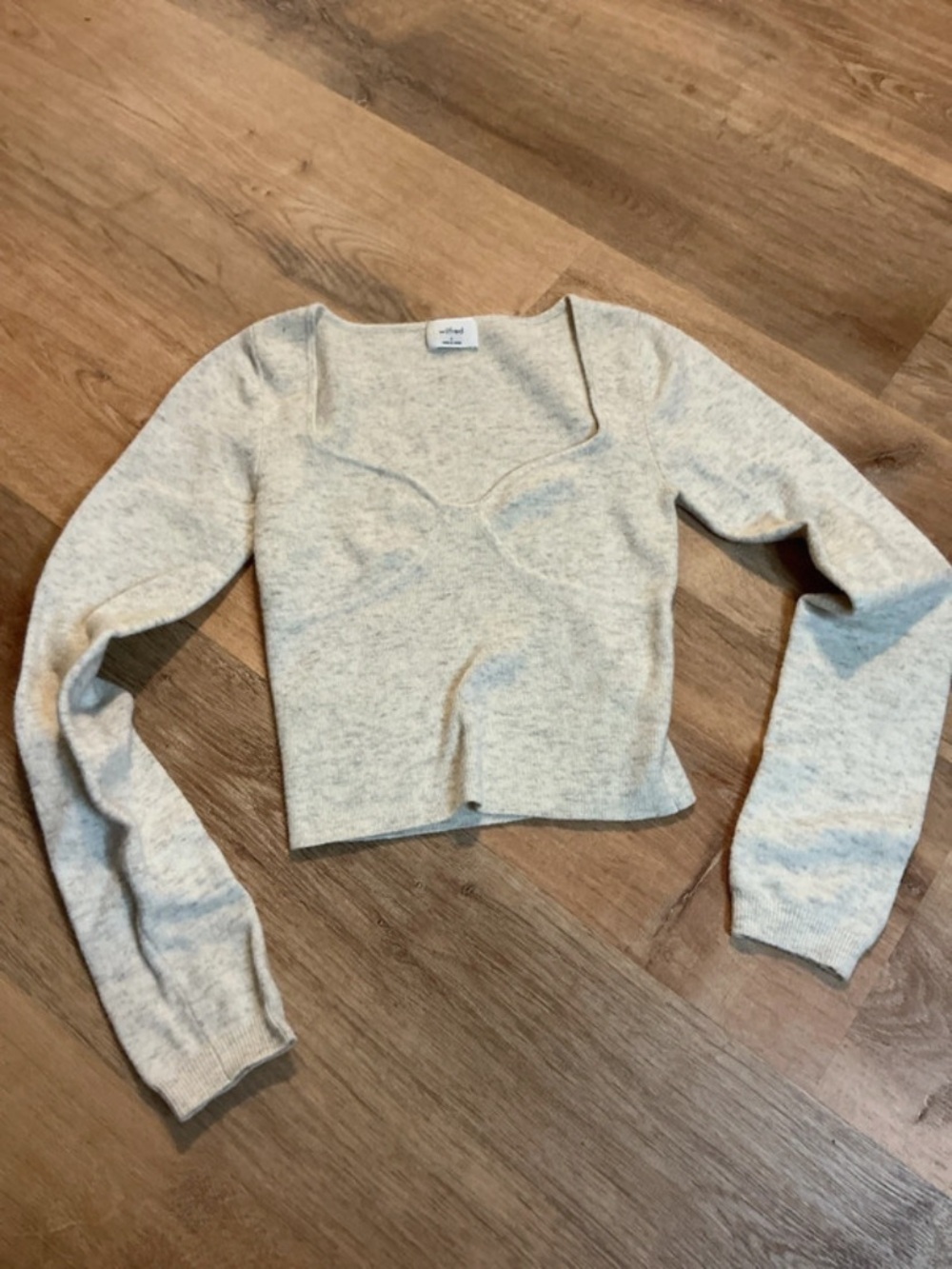 Wilfred Cream Cropped Square-Neck Sweater